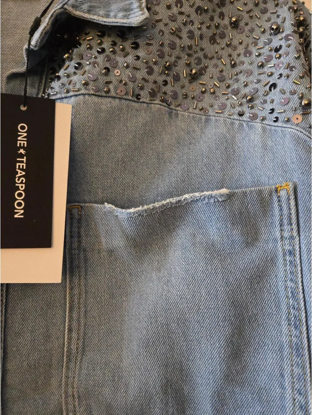 One Teaspoon Hand Embellished Daria Denim Shirt (S) - Picture 8 of 9